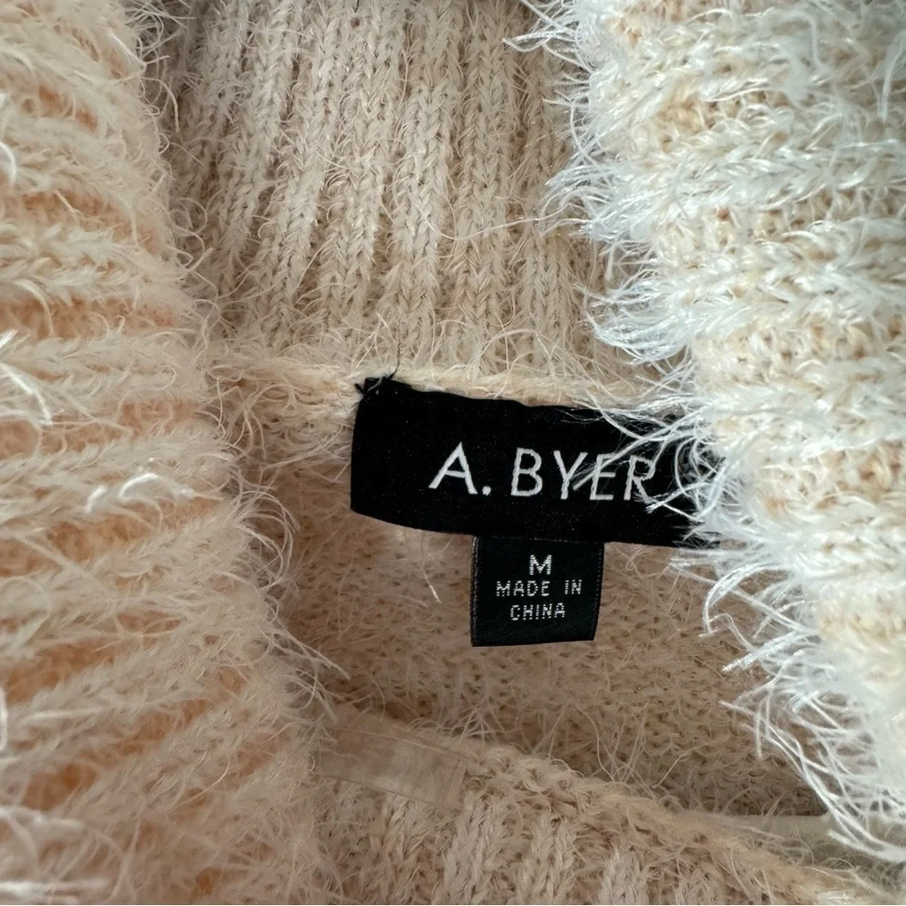 A. Byer Peach Eyelash Fringe Cowl Neck Sweater NWT